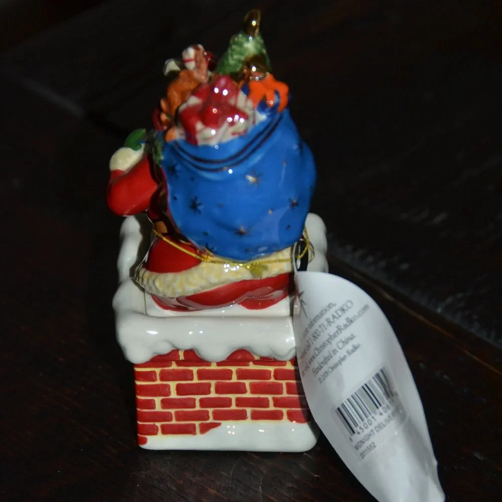 RARE CHRISTOPHER RADKO SANTA UP ON THE CHIMNEY CHRISTMAS SALT PEPPER SHAKER SET